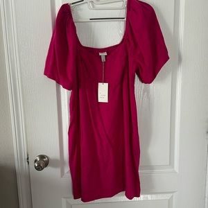 Dark Pink linen blend dress BNWT